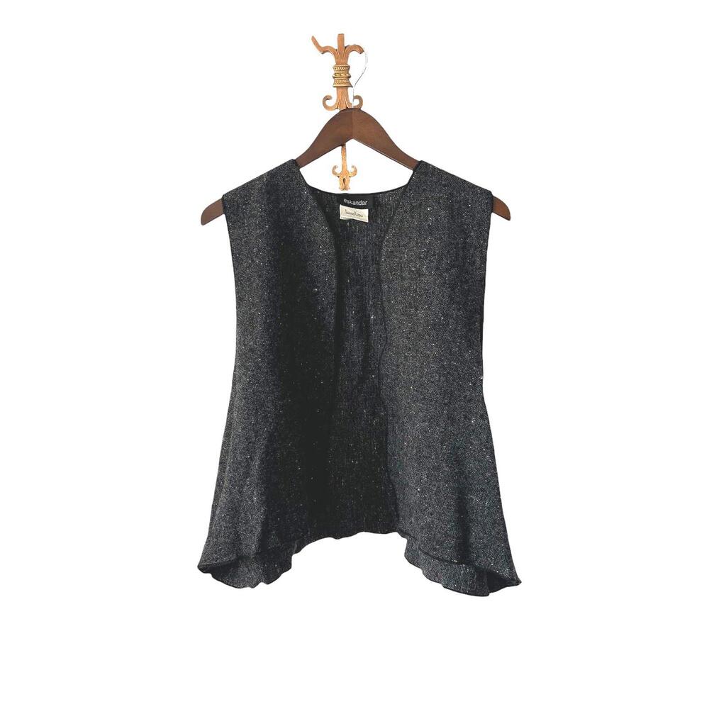 Eskandar Neiman Marcus Wool Gray Vest One Size Open Front
